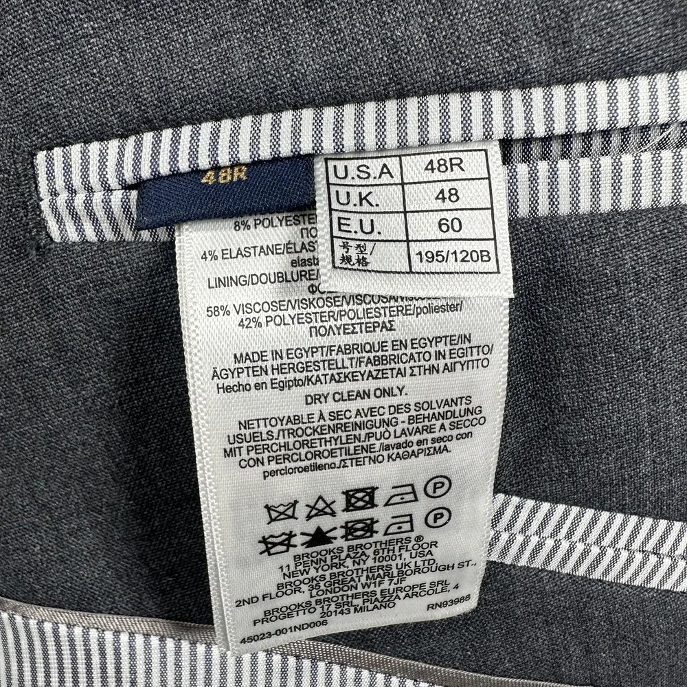 Brooks Brothers Suit Jacket Mens 48R Gray Wool Stretch Two Button‎ Explorer